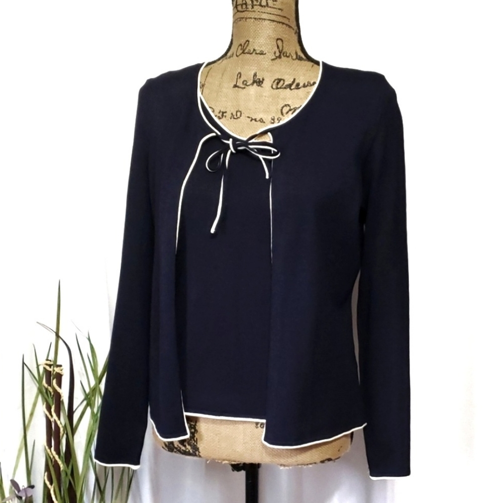 Navy Silk Cardigan with Matching Cami